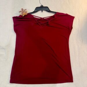Old Navy Women's Crisscross V-Neck Short Sleeve Top - Burgundy